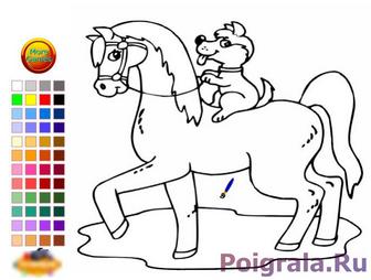 Игра Раскраска лошадь и собака Раскраска лошадь и собака картинка 1